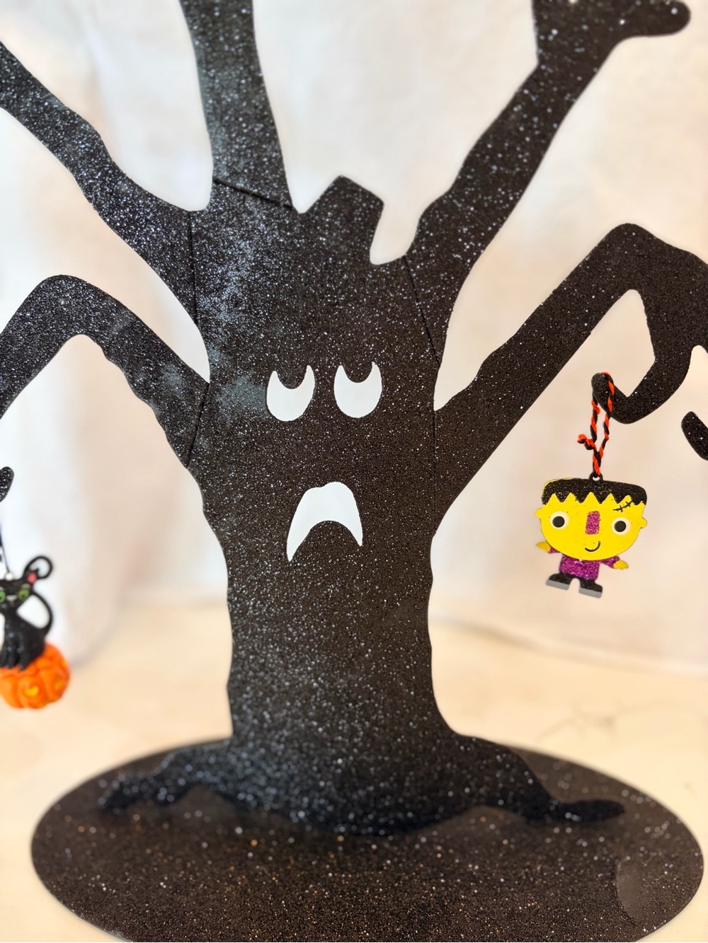 Hallmark Black Glitter Halloween Tree with Four Ornaments - Picture 2 of 5